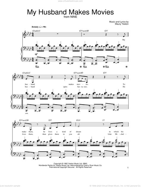 Yeston My Husband Makes Movies Sheet Music For Voice Piano Or Guitar