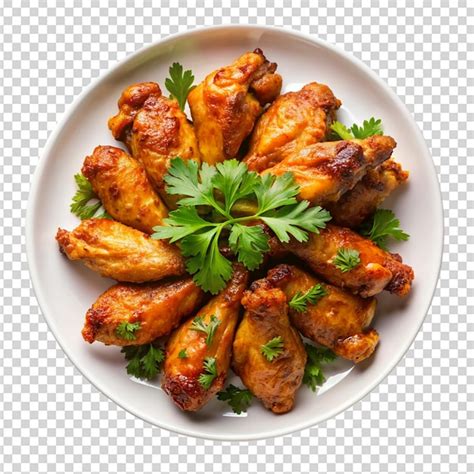 Premium Psd White Plate Of Chicken Wings Isolated On White Background