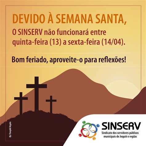 Recesso da Semana Santa Sinserv Sindicato dos servidores públicos