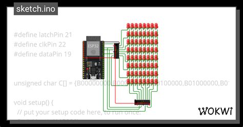 8x8 Led Matrix Wokwi Esp32 Stm32 Arduino Simulator