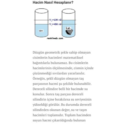 Belirili Geometrik Ekilleri Olmayan Cisimlerin Hacmi Nas L L L R