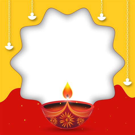 Happy Diwali Festival Of Lights Background With Diya Vector