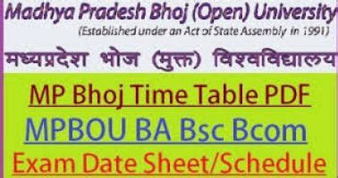 MP Bhoj Time Table 2023 MPBOU BA BSc BCom Date Sheet Pdf