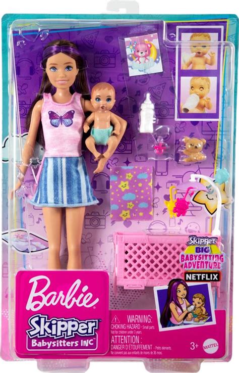 Barbie Skipper Barnevakt Dukke Med Baby Minidukke Og Babyseng HJY33