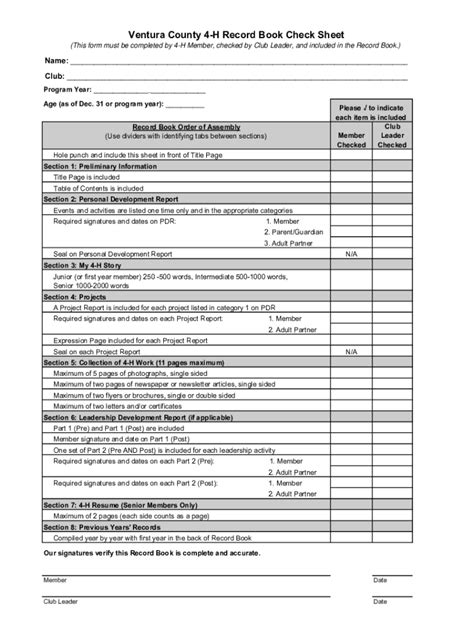 Fillable Online H Record Book Check Sheet Xls Fax Email Print Pdffiller