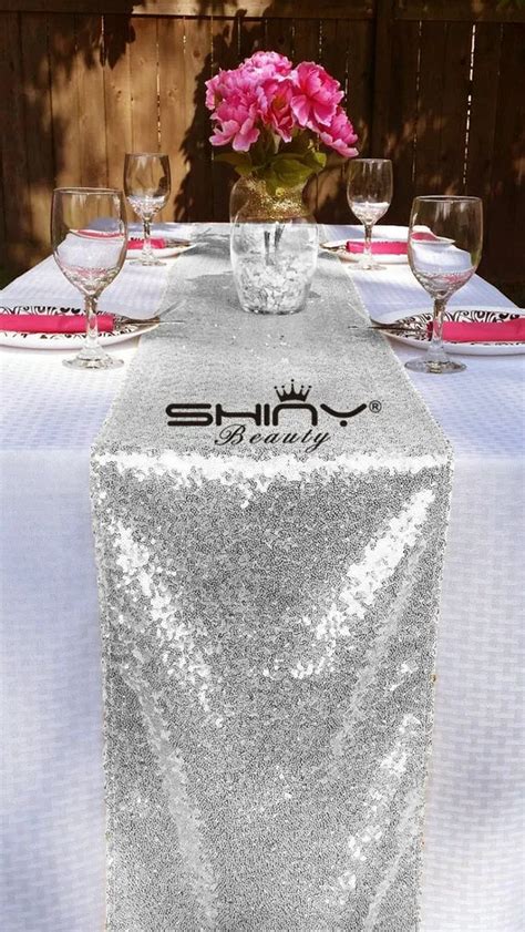 35x275cm Silver Sequin Table Runner Elegant Silver Sequin Table Runner Sale By Bulk Choose