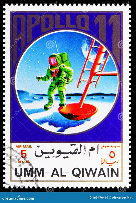 Postage Stamp Printed In Umm Al Quwain Shows Apollo 11 Apollo 11 17