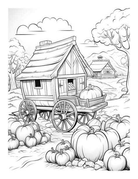 Free Printable Harvest Pumpkin Cart Pumpkin Cart Coloring Page For