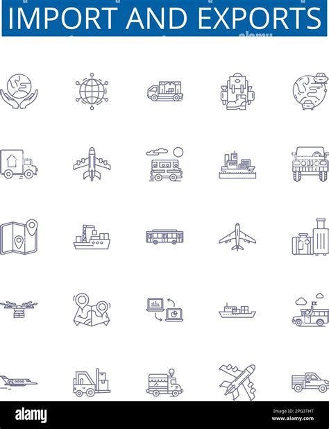 Import And Exports Line Icons Signs Set Design Collection Of Import