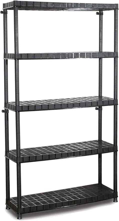 Optimo 16 Inch 5 Tier Plastic Storage Shelving Unit Organizer Ideal