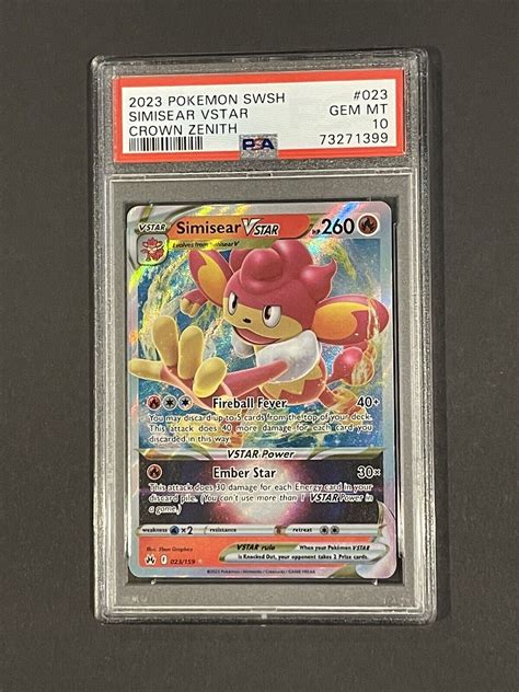 Psa 10 Gem Mint 2023 Pokemon Crown Zenith Simisear Vstar Ultra Rare 023 159 Ebay