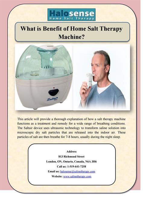 What Is Benefit Of Home Salt Therapy Machine By Halosense Inc Issuu