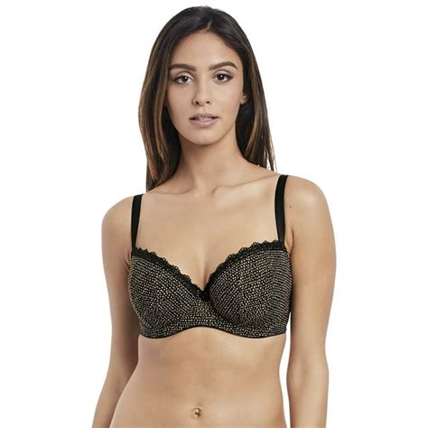 Freya Womens Summer Haze Underwire Padded Half Cup Bra 28dd Black