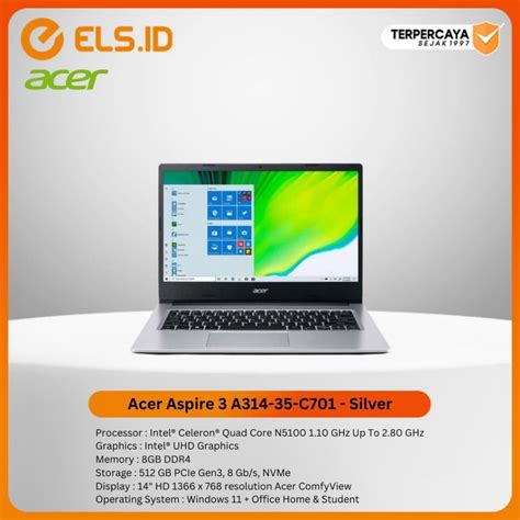 Jual Acer Aspire A C Silver Celeron N Gb Ssd Gb