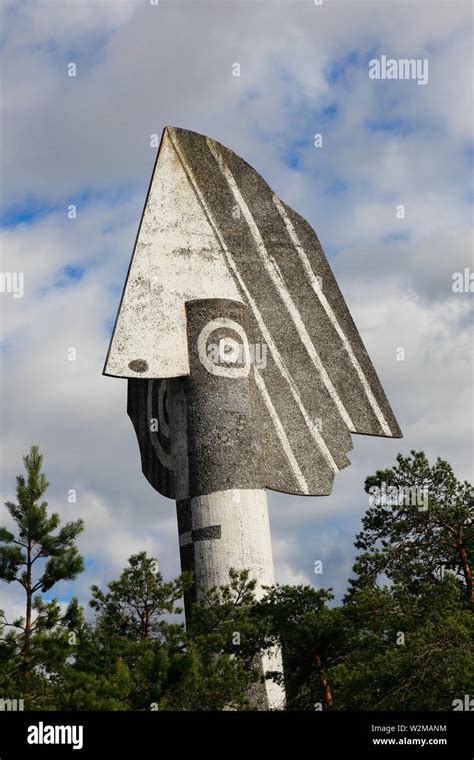 Kristinehamn, Sweden - July 5, 2019: Close-up of the 15 m tall concrete ...