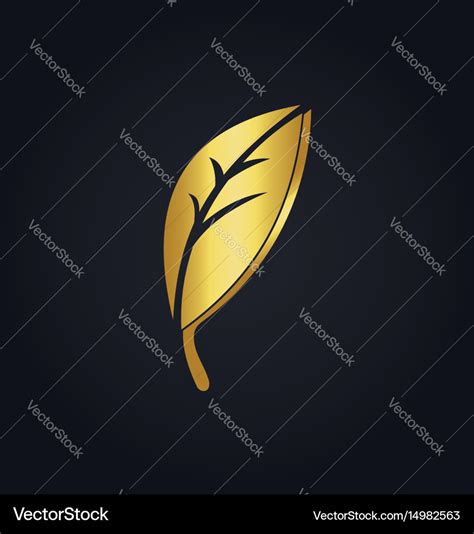 Gold leaf organic logo Royalty Free Vector Image