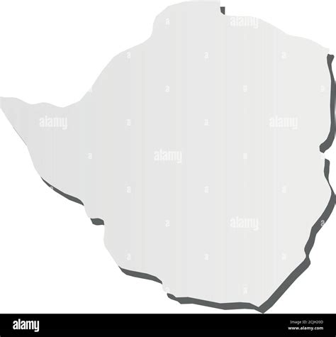 Zimbabwe Grey 3d Like Silhouette Map Of Country Area With Dropped