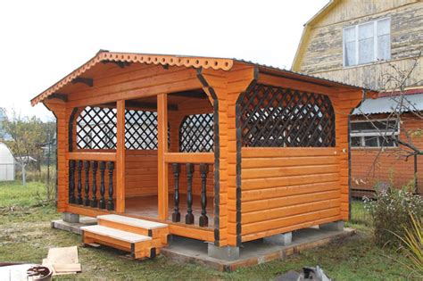 Беседки из бруса своими руками: строительство, проекты, чертежи ...