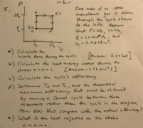 Solved One Mole Of An Ideal Monatomic Gas Is Taken Throu