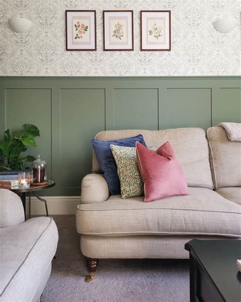 Green Board And Batten Wainscoting With Printed Wallpaper Soul Lane