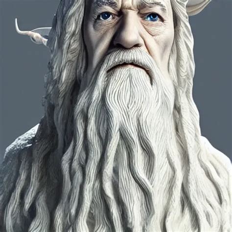 A Sculpture Of Gandalf The White Photorealistic High Stable