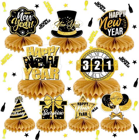 DPKOW New Year Honeycomb Centerpieces For 2024 New Year Eve Party Table