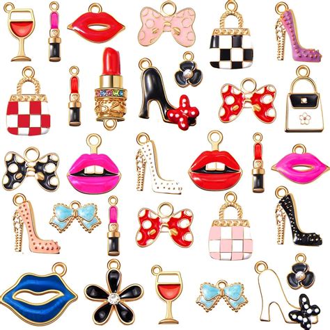 50 Pieces Enamel Charms For Bracelet Jewelry Making Women Makeup