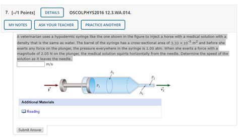 Solved 7 [ 1 Points] Details Oscolphys2016 12 3 Wa 014 My