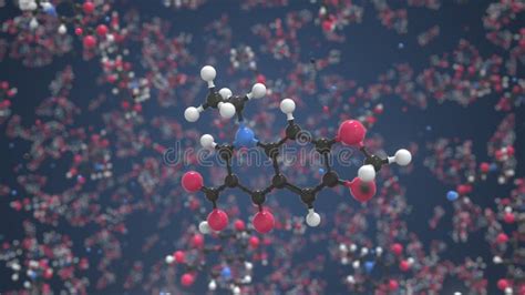 Oxolinic Acid Molecule Made With Balls Isolated Molecular Model