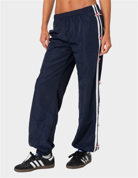 Edikted Bow Stripe Nylon Track Pants Navy Tillys