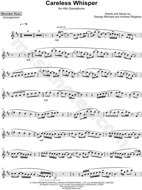 Careless Whisper Alto Sax Sheet Music Free Pdf