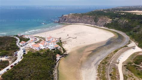 Praia De Odeceixe Beach And River Seixe In Algarve Portugal Drone Me