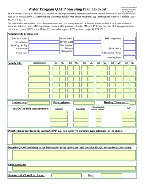 Fillable Online Dec State Ak QAPP Checklist For Water Sampling Dec