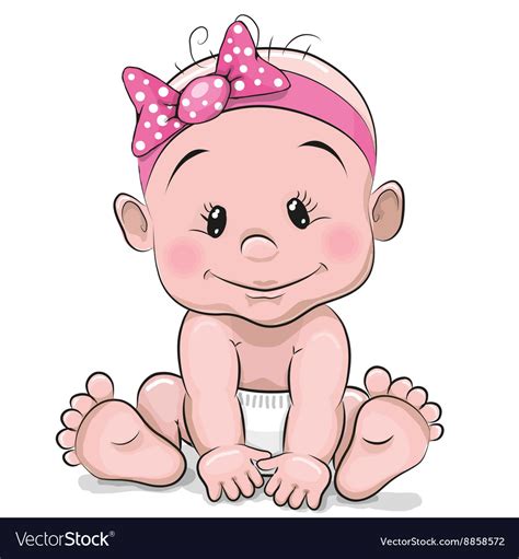 Cute cartoon baby girl Royalty Free Vector Image