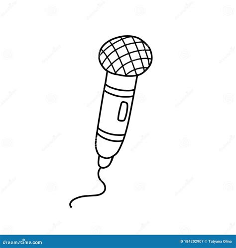 The Microphone In The Style Of Doodle Hand Drawn Vector Illustration