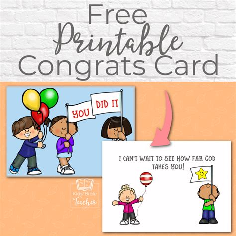 Free Printable Congratulations Card - Kids Bible Teacher