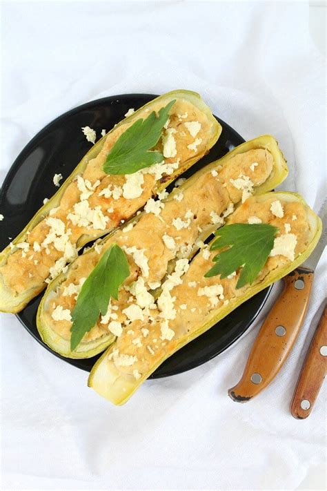 Stuffed Zucchini Boats With Cheese And Garlic