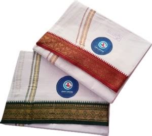 Jinka Lakshmi Collections Handloom White Cotton Dhoti With Big Borders