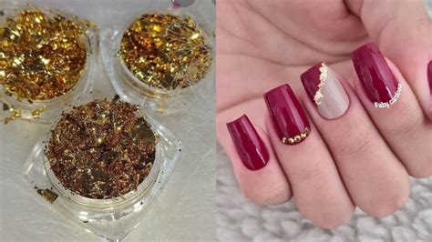 Unhas Folhas De Ouro Um Luxo De Decora O Faby Cardoso