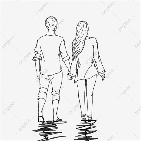 Sketch Of Couple Line Art Cartoon Webtoon Png Transparent Clipart