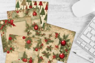 20 Vintage Christmas Digital Paper Pack Graphic By Heyv Studio