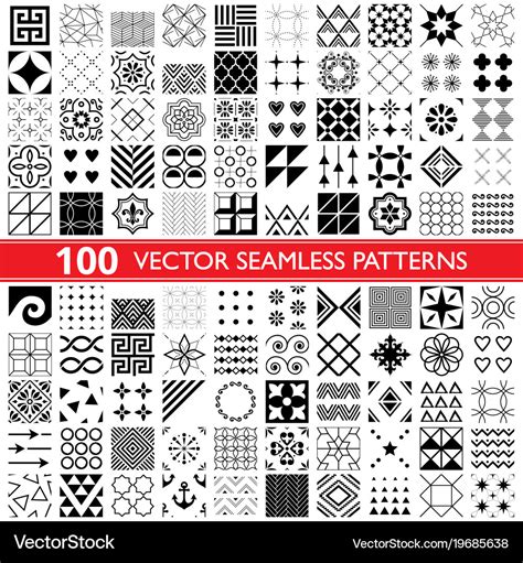 100 Seamless Pattern Collection Geometric Vector Image