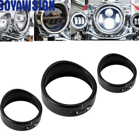 7 Headlight Visor Style Headlamp Trim Ring For Harley 4 5 4 1 2 Inch