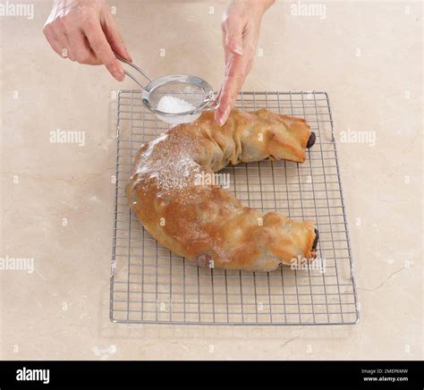 Cherry Strudel Dusting With Icing Sugar Stock Photo Alamy