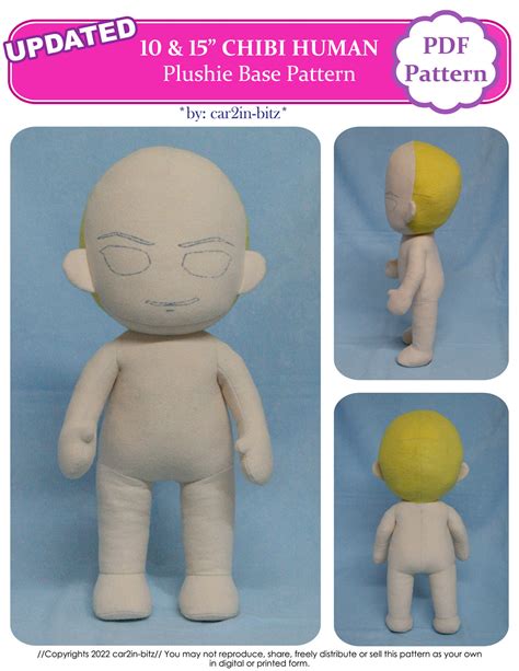 Updated Pattern Inch Chibi Plushie Base Pattern Etsy Canada