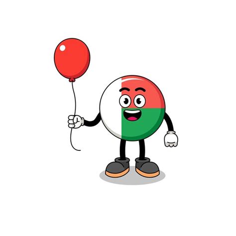 Premium Vector Cartoon Of Madagascar Flag Holding A Balloon