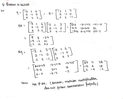 Give Examples Of Matrices A And B Such That AB BA