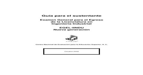 Examen General Para El Egreso De La Licenciatura En Ingenier A