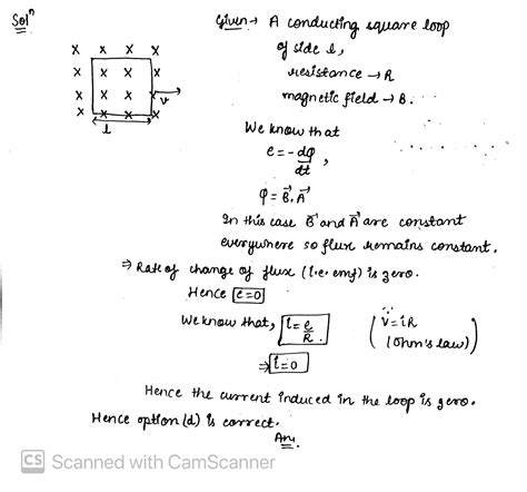 A Conducting Square Loop Of Side L And Resistance R Moves In Its Plane