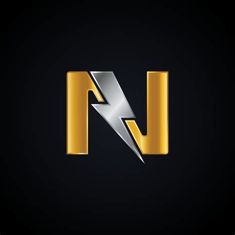 N Letter Logo With Lightning Thunder Bolt Vector Design. Electric Bolt ...